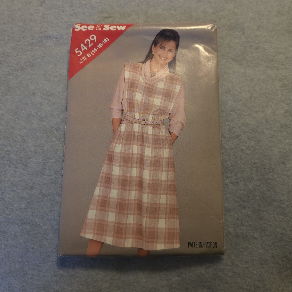 See & Sew 5429 Jumper Dress Sewing Pattern‎ Sz 14-18 UNCUT Vintage 1980s